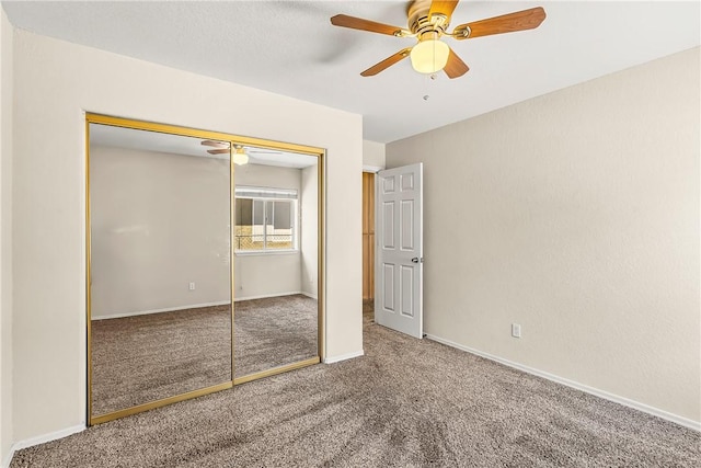 1951 E Oatman Pl, Mohave Valley, AZ 86440 - unfurnished bedroom with carpet floors, a closet, and ceiling fan