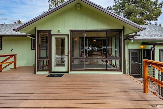 deck featuring a sunroom