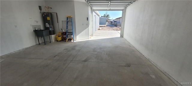 garage with electric water heater