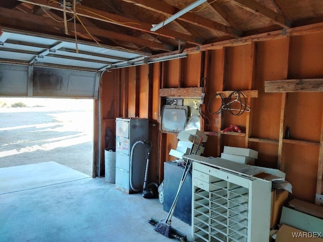 garage featuring refrigerator