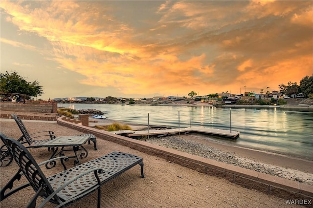 dock area featuring a water view