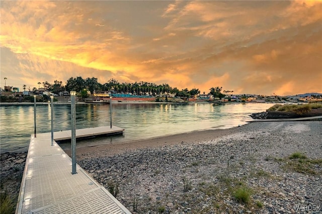 dock area with a water view