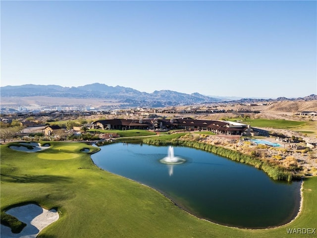 aerial view with a water and mountain view