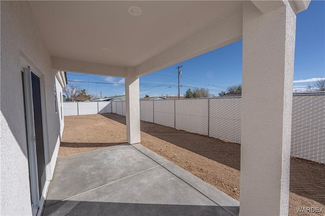 view of patio featuring a fenced backyard