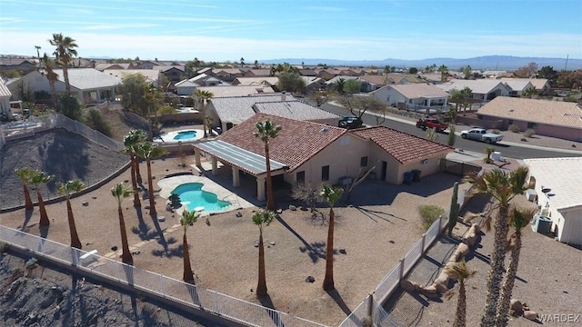 aerial view with a residential view and a mountain view