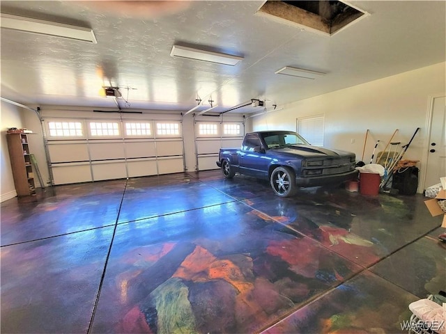 garage with a garage door opener
