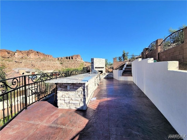 exterior space with a mountain view