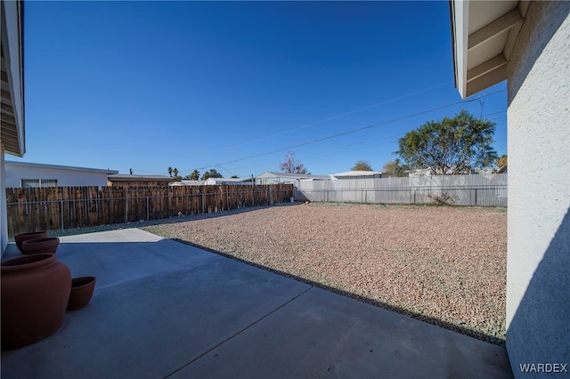 view of yard with a patio area and a fenced backyard