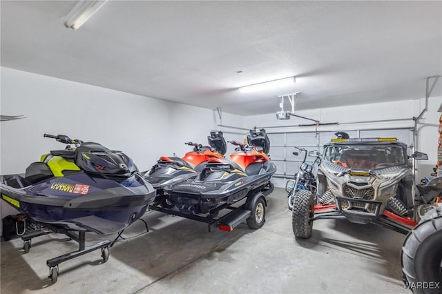 garage with a garage door opener