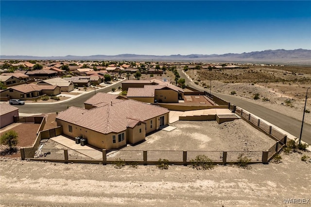 aerial view featuring a residential view and a mountain view