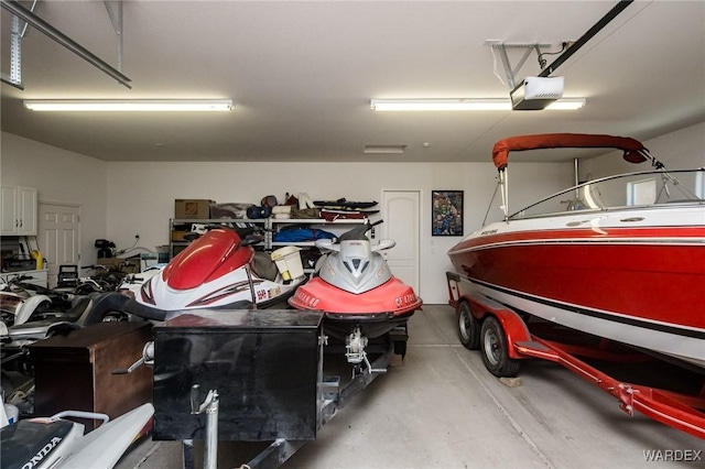 garage with a garage door opener