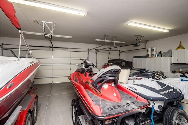 garage with a garage door opener