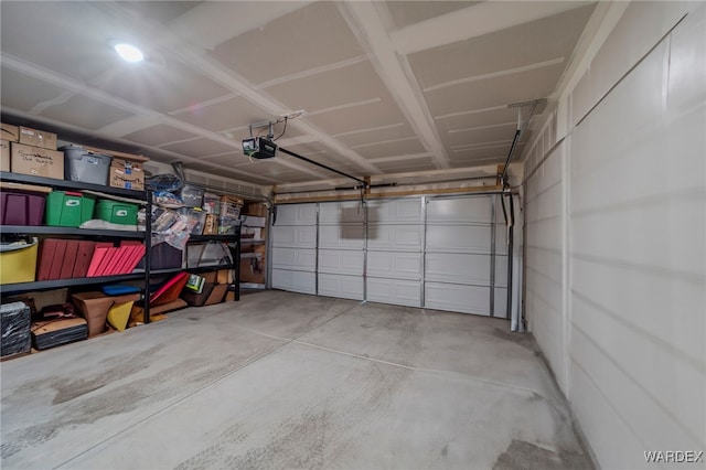 garage with a garage door opener