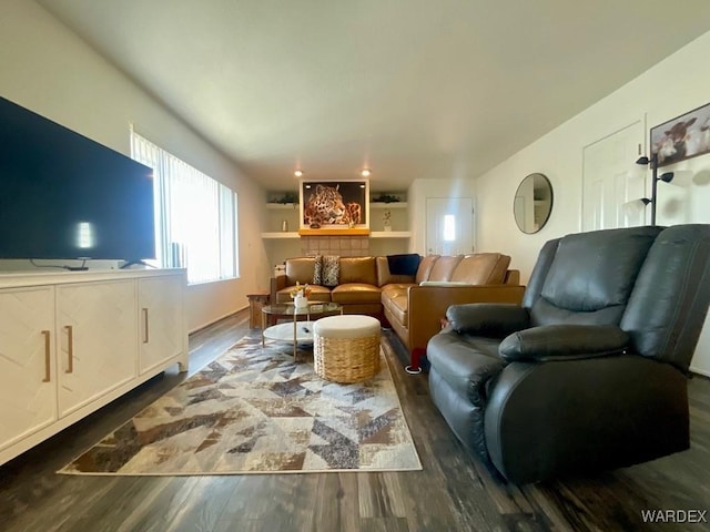 living room featuring dark wood finished floors