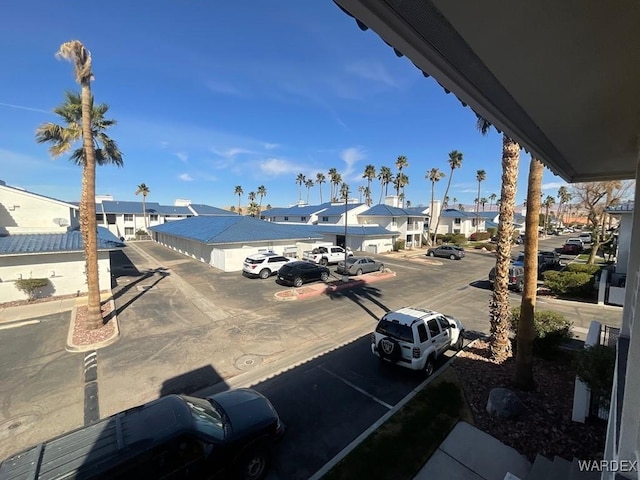 view of road with a residential view