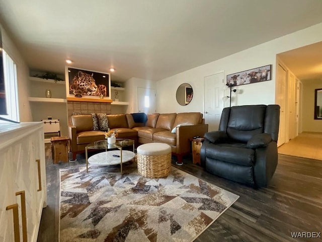 living area with dark wood finished floors