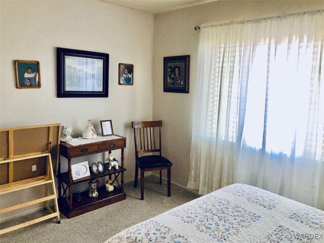 carpeted bedroom featuring baseboards