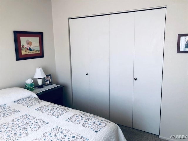 bedroom featuring carpet floors and a closet