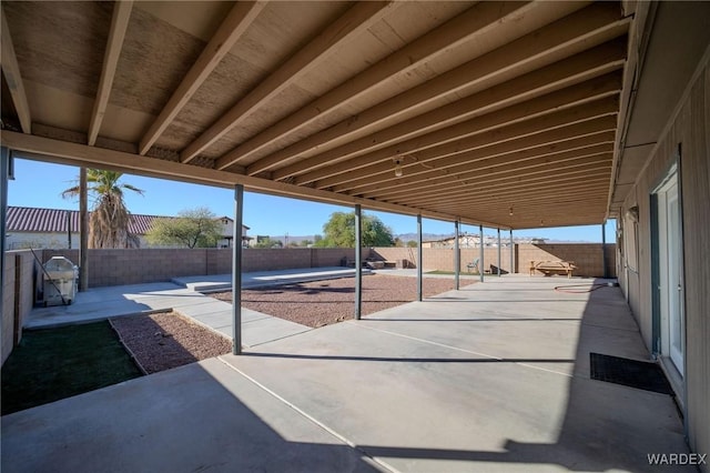 view of patio featuring a fenced backyard