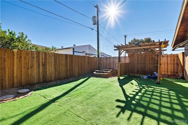 view of yard with a fenced backyard