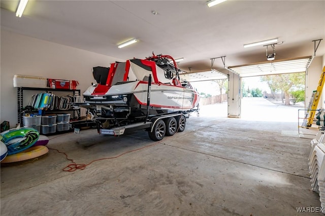 garage with a garage door opener