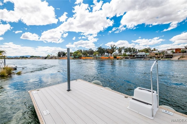 dock area with a water view