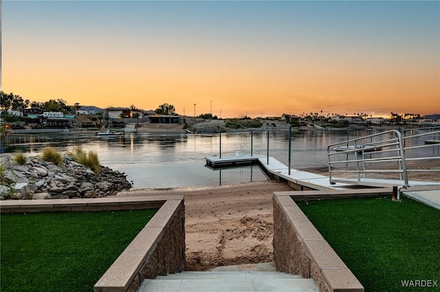 dock area featuring a water view