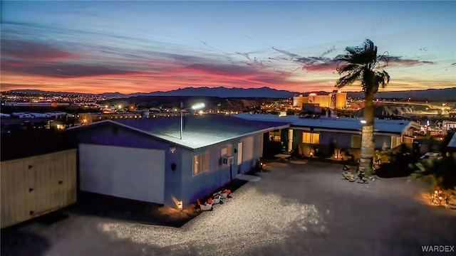 view of front of home with a mountain view