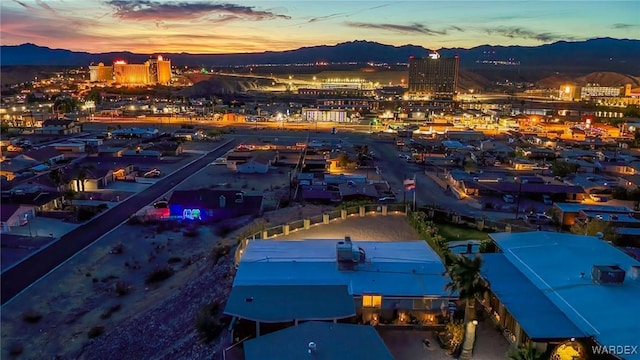 bird's eye view featuring a view of city and a mountain view