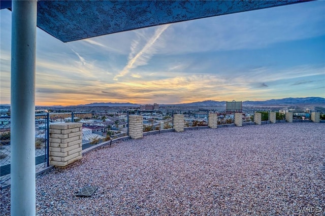 exterior space featuring a mountain view