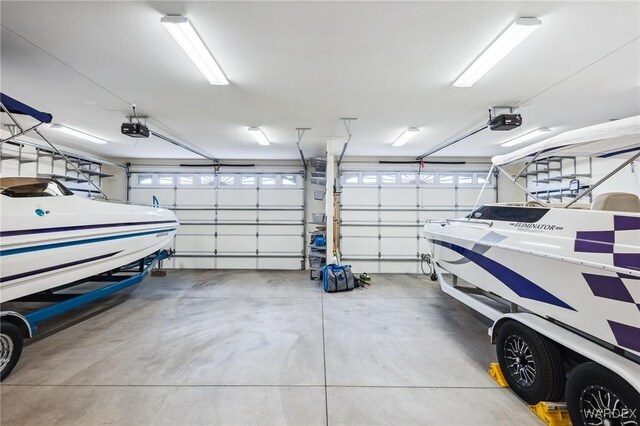 garage with a garage door opener