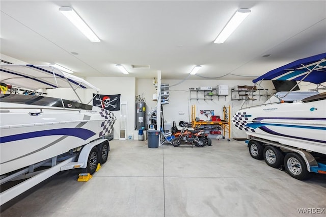 garage with electric water heater