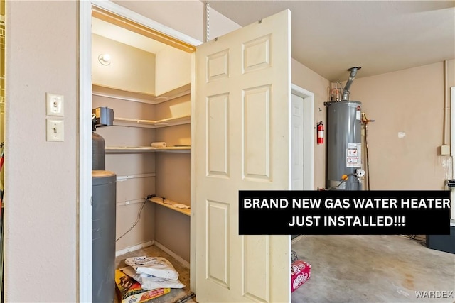 storage area with water heater