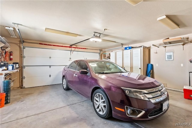 garage with a garage door opener