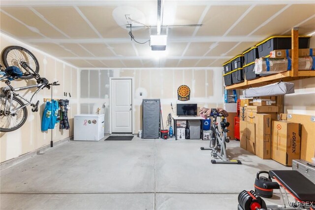 garage with refrigerator