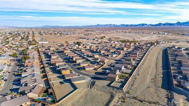 aerial view featuring a residential view and a mountain view