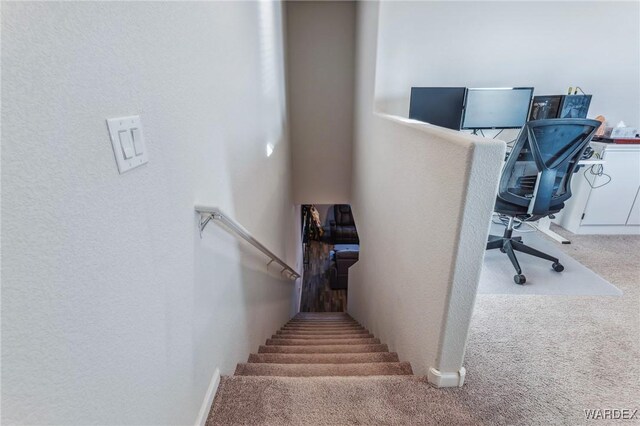 staircase with carpet flooring