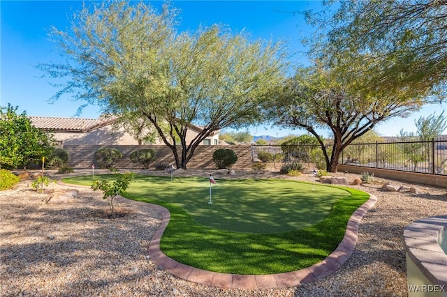 view of yard with a fenced backyard