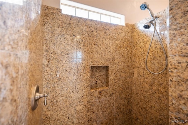 interior details featuring tiled shower