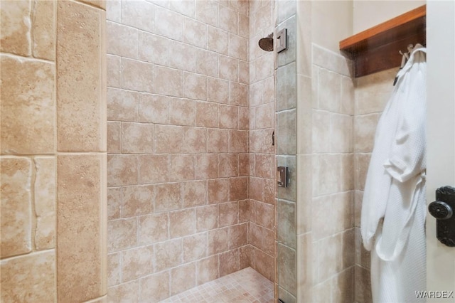 bathroom with a shower stall