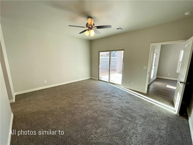 3371 N Apache St, Kingman, AZ 86401 - unfurnished bedroom featuring access to outside, carpet floors, baseboards, and ceiling fan