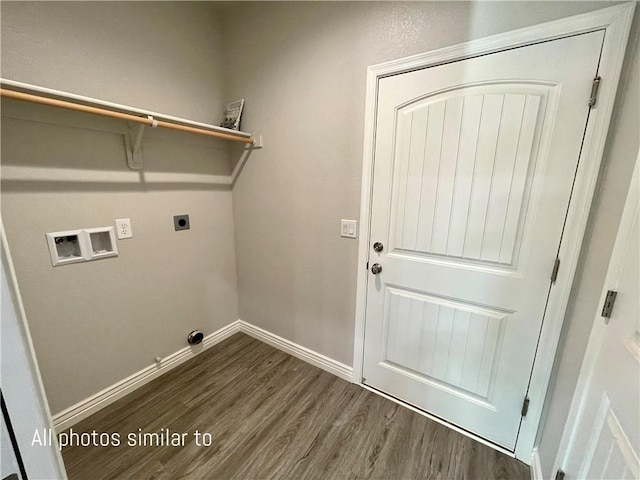 3371 N Apache St, Kingman, AZ 86401 - washroom featuring washer hookup, dark wood finished floors, electric dryer hookup, and baseboards