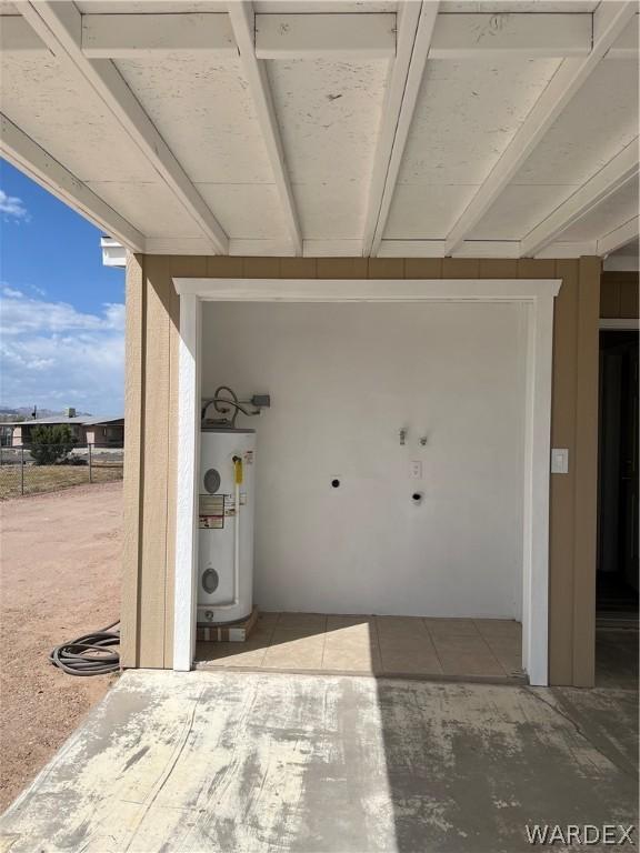 view of patio with water heater