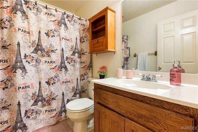 full bath featuring vanity and toilet