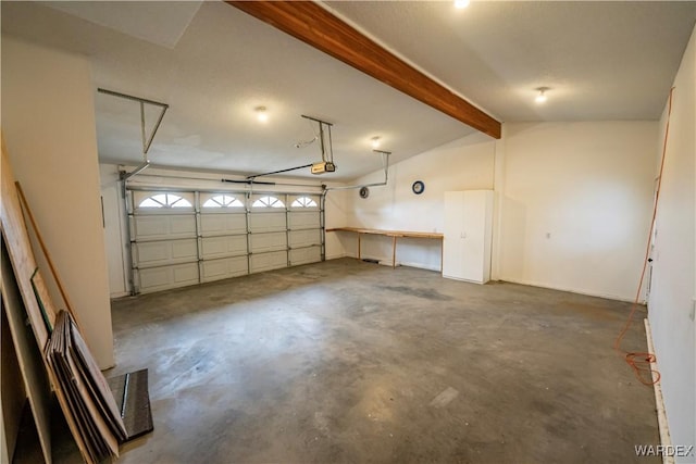 garage with a garage door opener