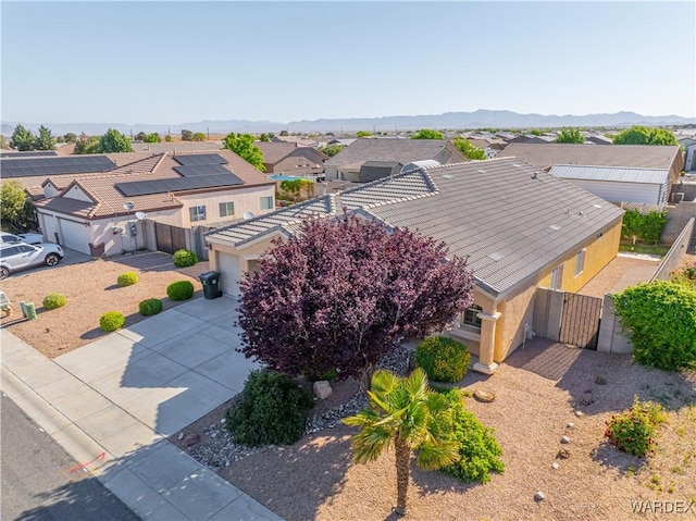 aerial view with a residential view and a mountain view