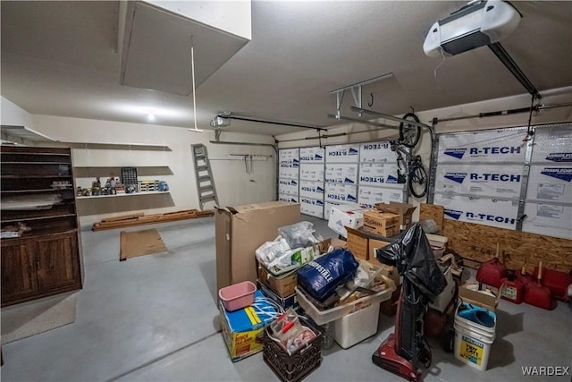 garage with a garage door opener