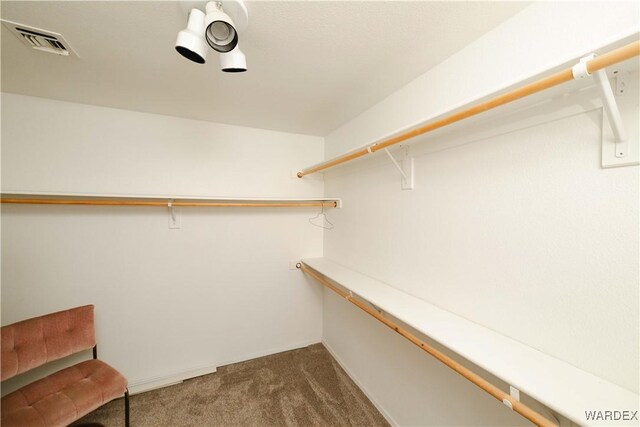 walk in closet with carpet flooring and visible vents