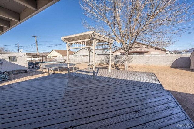 wooden terrace featuring a fenced backyard