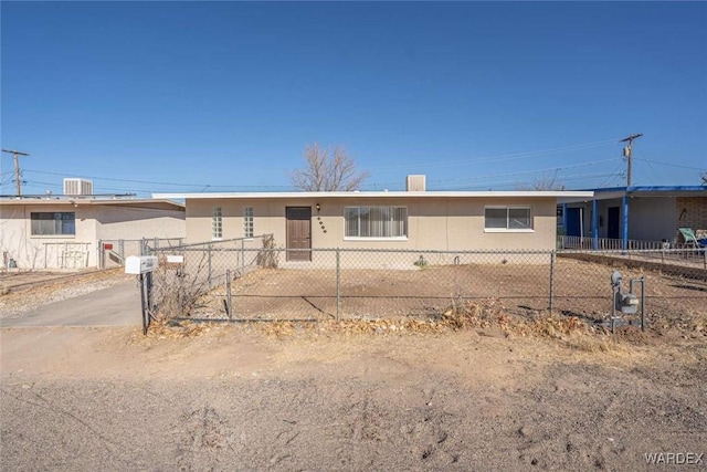 ranch-style home featuring a fenced front yard